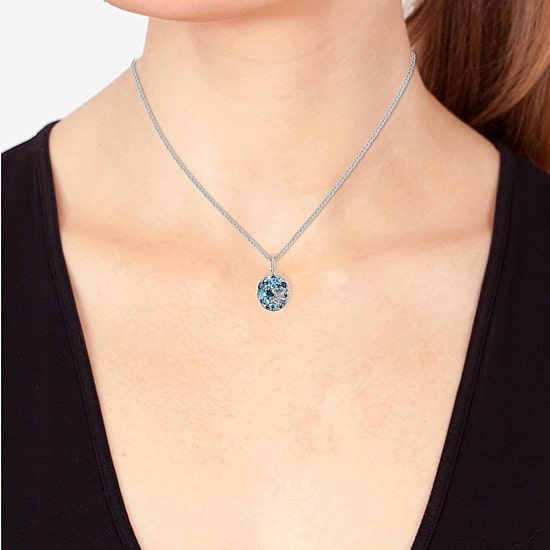Effy Final Call Limited Quantities! Womens Diamond Accent Genuine Blue Topaz Sterling Silver Oval 18 Inch Pendant Necklace