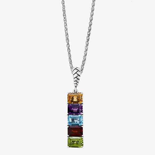 Effy Final Call Limited Quantities! Womens Genuine Multi Color Sterling Silver 18 Inch Pendant Necklace