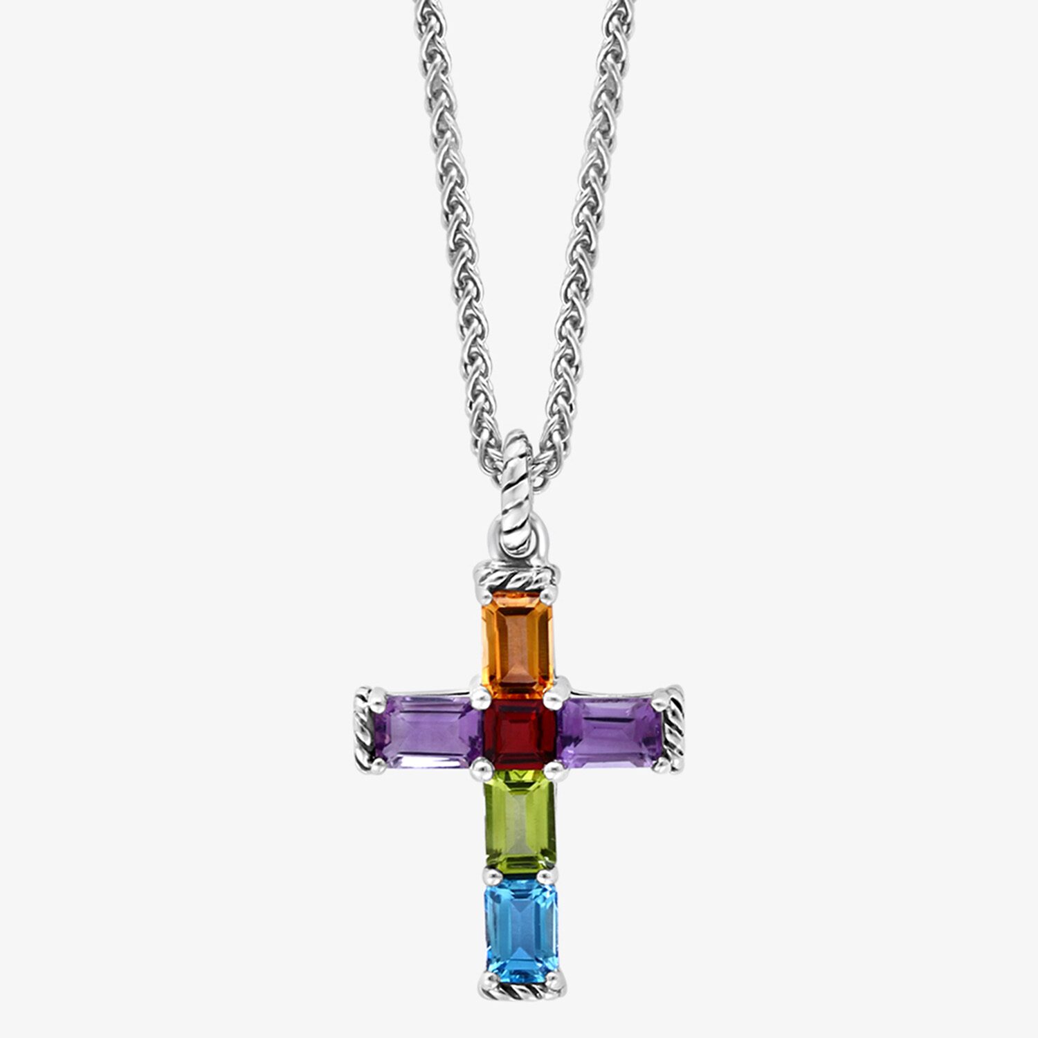 Effy Final Call Limited Quantities! Womens Genuine Multi Color Sterling Silver Cross 18 Inch Pendant Necklace