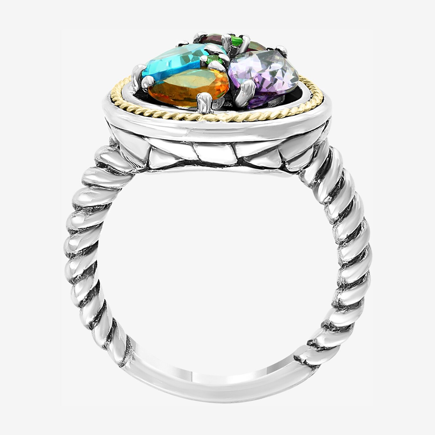 Effy Final Call Limited Quantities! Womens Genuine Multi Color 18K Gold Over Silver Pear Cocktail Ring