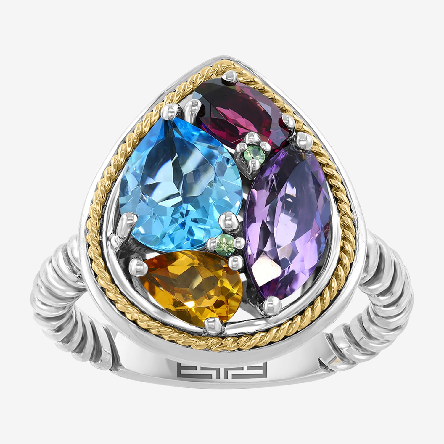 Effy Final Call Limited Quantities! Womens Genuine Multi Color 18K Gold Over Silver Pear Cocktail Ring