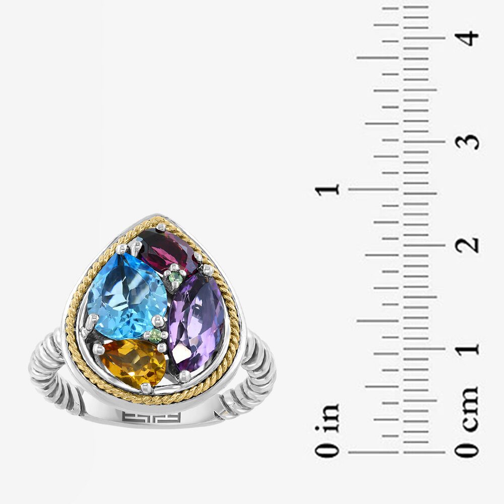Effy Final Call Limited Quantities! Womens Genuine Multi Color 18K Gold Over Silver Pear Cocktail Ring