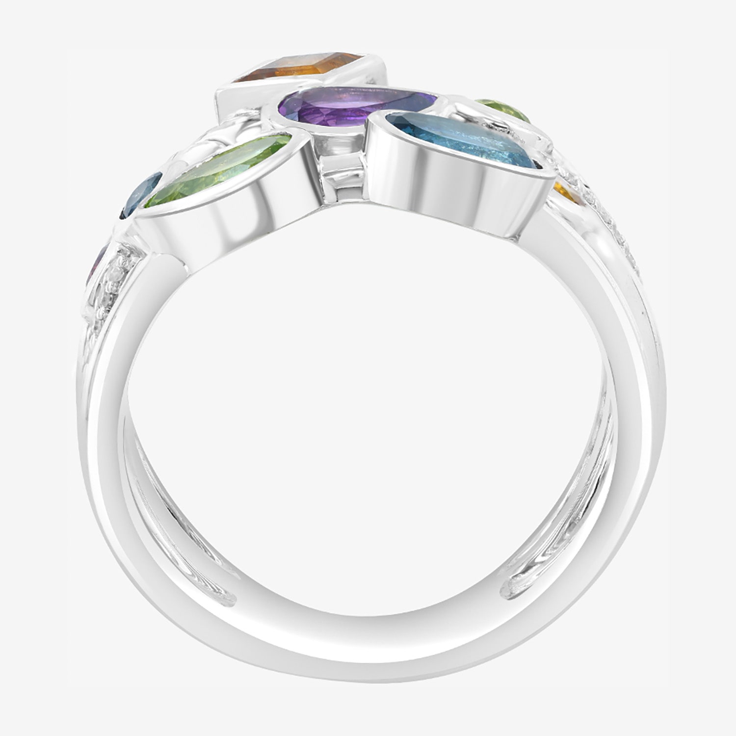 Effy Final Call Limited Quantities! Womens 1/6 CT. T.W. Genuine Multi Color Sterling Silver Cluster Band