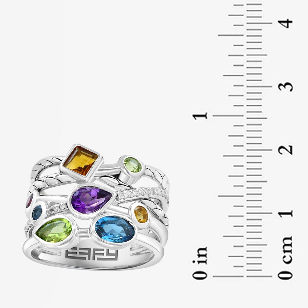 Effy Final Call Limited Quantities! Womens 1/6 CT. T.W. Genuine Multi Color Sterling Silver Cluster Band