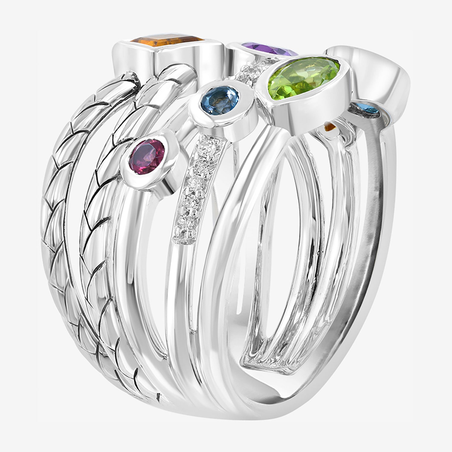 Effy Final Call Limited Quantities! Womens 1/6 CT. T.W. Genuine Multi Color Sterling Silver Cluster Band