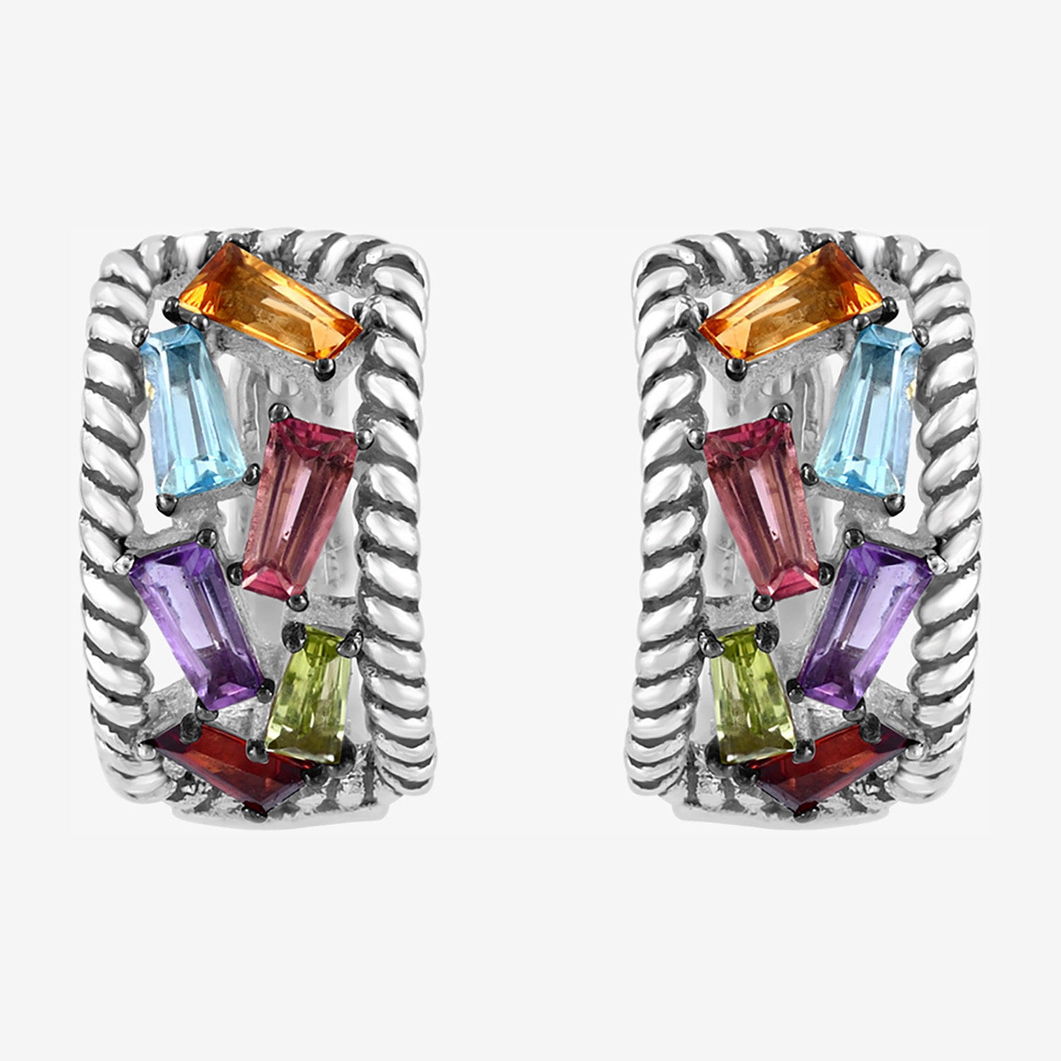 Effy Final Call Limited Quantities! Womens Genuine Multi Color Sterling Silver 10mm Hoop Earrings