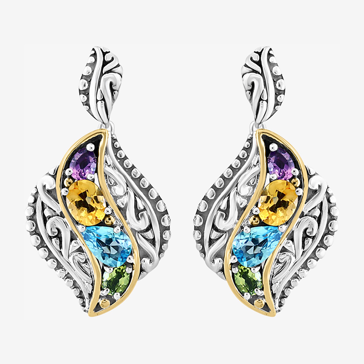 Effy Final Call Limited Quantities! Womens Genuine Multi Color 14K Gold Over Silver Drop Earrings