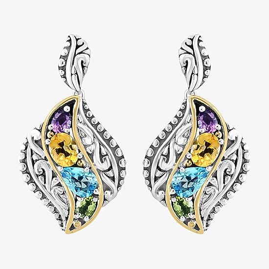 Effy Final Call Limited Quantities! Womens Genuine Multi Color 14K Gold Over Silver Drop Earrings