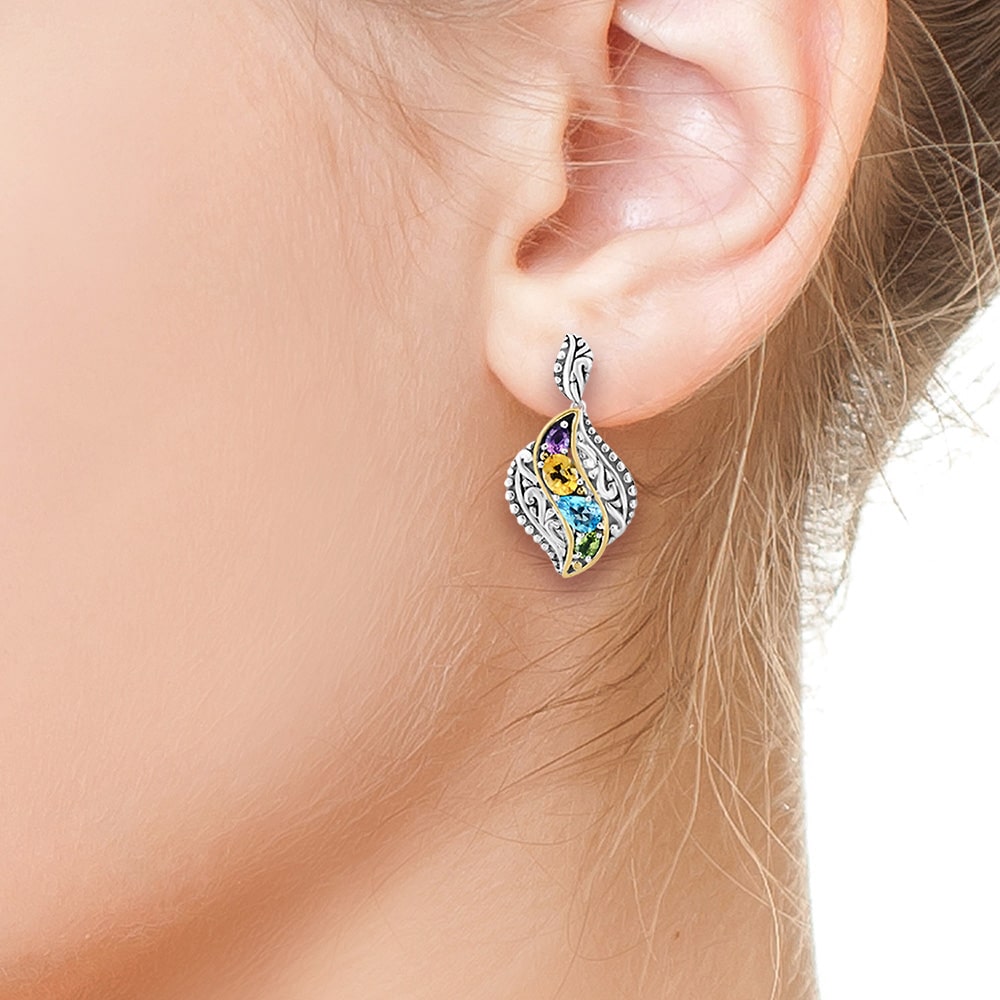Effy Final Call Limited Quantities! Womens Genuine Multi Color 14K Gold Over Silver Drop Earrings