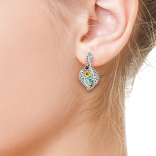 Effy Final Call Limited Quantities! Womens Genuine Multi Color 14K Gold Over Silver Drop Earrings