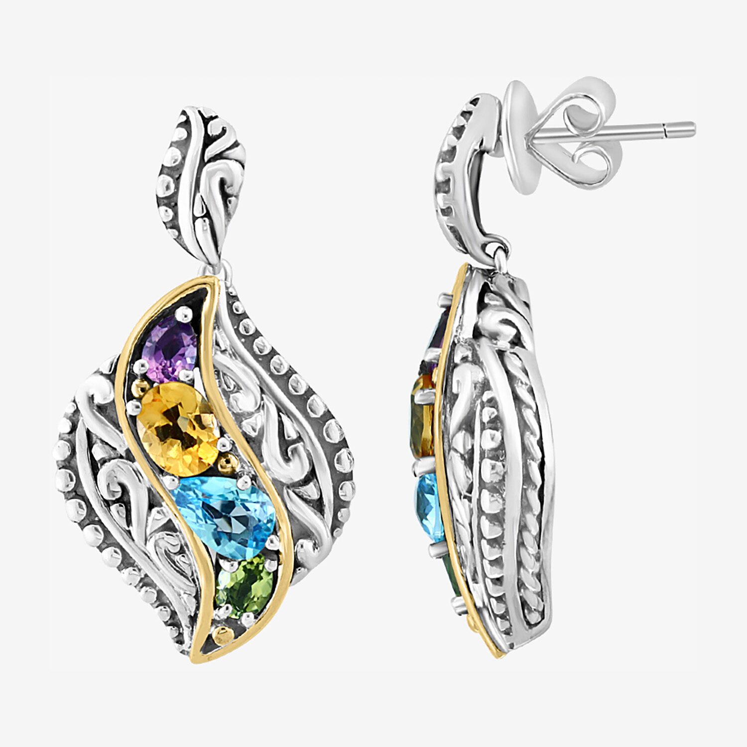 Effy Final Call Limited Quantities! Womens Genuine Multi Color 14K Gold Over Silver Drop Earrings