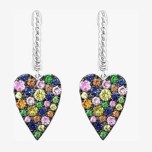 Effy Final Call Limited Quantities! Womens Genuine Multi Color Sterling Silver Heart Drop Earrings