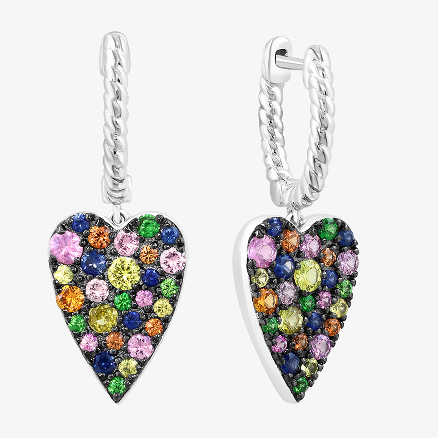 Effy Final Call Limited Quantities! Womens Genuine Multi Color Sterling Silver Heart Drop Earrings