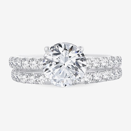(H-I / SI1-SI2) Signature By Modern Bride Womens 3 CT. T.W. Lab Grown White Diamond In 14K Gold Round Bridal Set