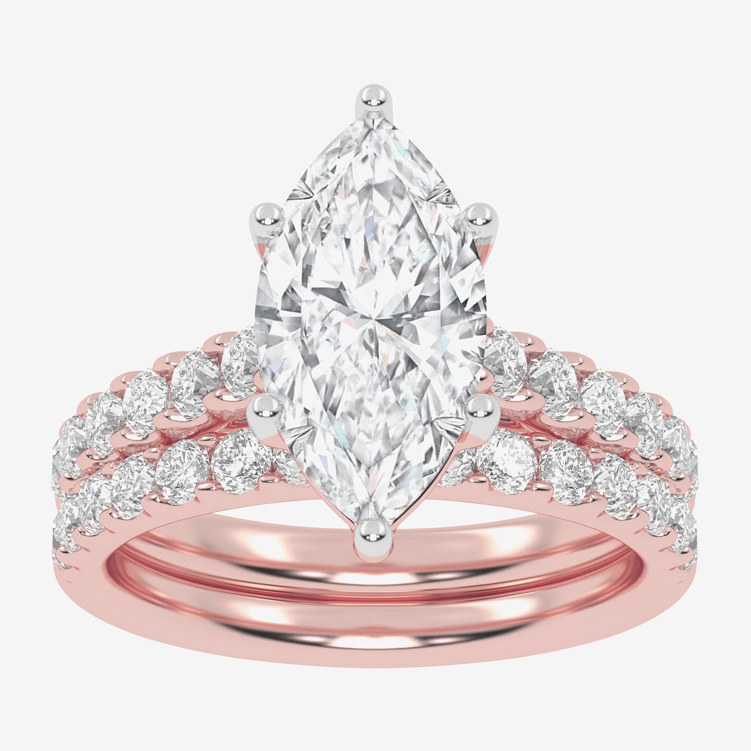 Signature By Modern Bride (G-H / Vs2-Si1) Womens 3 CT. T.W. Lab Grown White Diamond 14K Gold Marquise Side Stone Bridal Set
