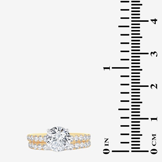 (H-I / SI1-SI2) Signature By Modern Bride Womens 2 1/2 CT. TW. Lab Grown White Diamond in 14K Gold Round Bridal Set