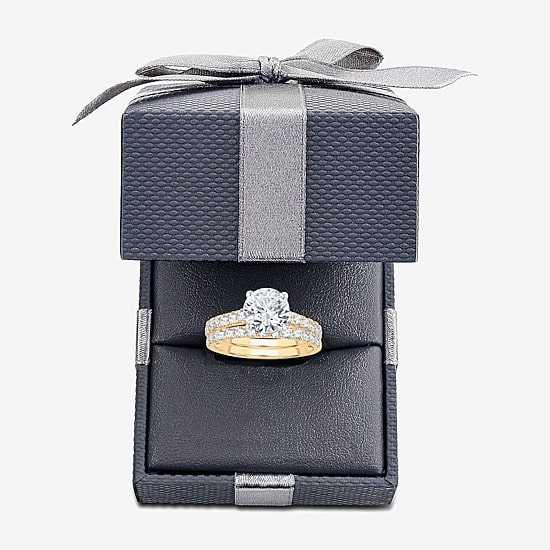 (H-I / SI1-SI2) Signature By Modern Bride Womens 2 1/2 CT. TW. Lab Grown White Diamond in 14K Gold Round Bridal Set