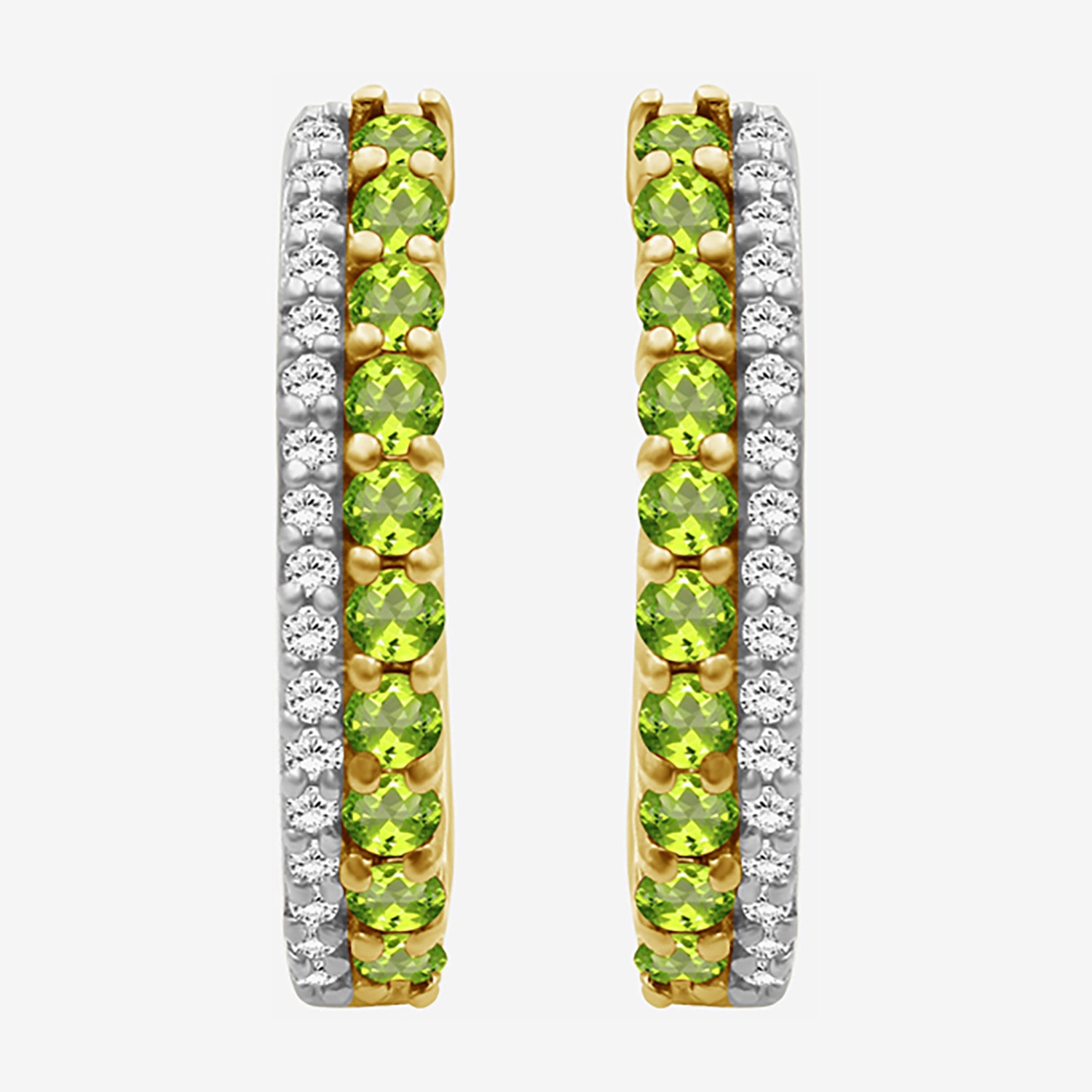 (I-J / I2-I3) Womens 1/10 CT. T.W. Genuine Green Peridot 10K Gold 15.3mm Round Hypoallergenic Hoop Earrings
