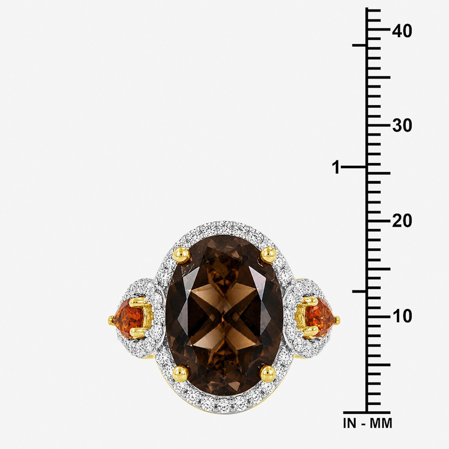 Womens Genuine Brown 14K Gold Over Silver Oval Halo Side Stone Cocktail Ring