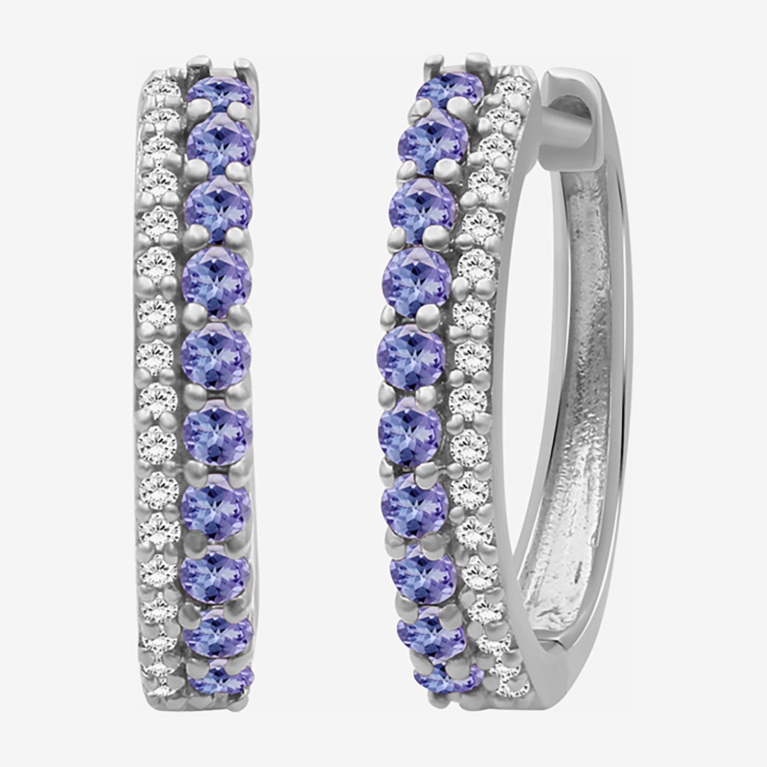 (I-J / I2-I3) Womens 1/10 CT. T.W. Genuine Blue Tanzanite 10K Gold 15.3mm Round Hypoallergenic Hoop Earrings