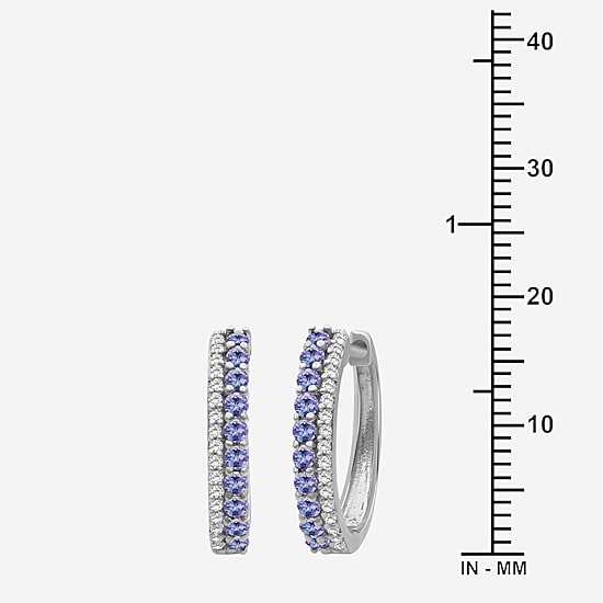 (I-J / I2-I3) Womens Genuine Gemstone 10K White Gold 15.3mm Round Hypoallergenic Hoop Earrings