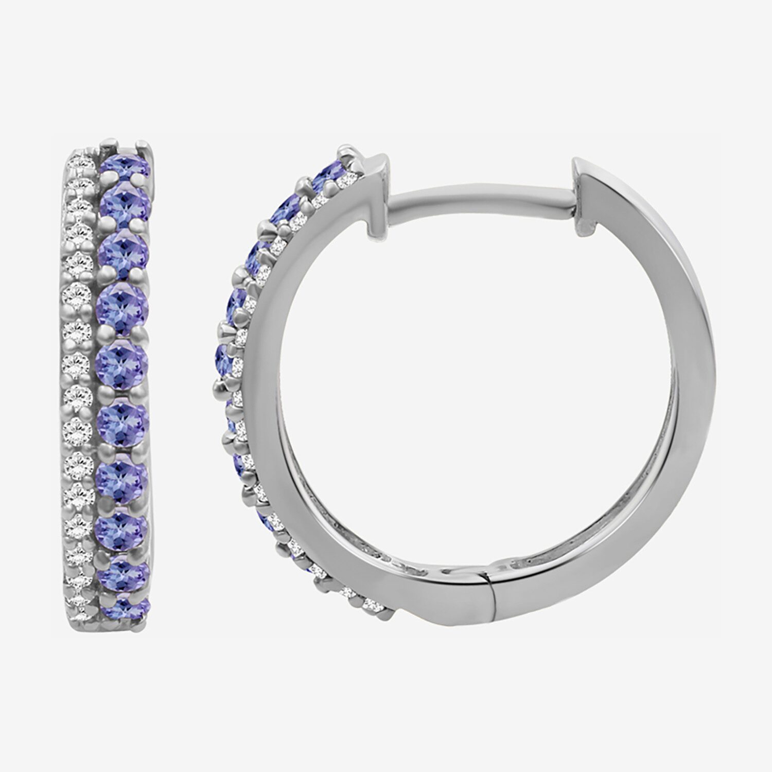 (I-J / I2-I3) Womens 1/10 CT. T.W. Genuine Blue Tanzanite 10K Gold 15.3mm Round Hypoallergenic Hoop Earrings