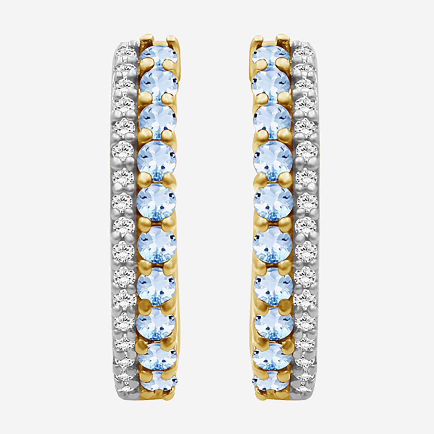 (I-J / I2-I3) Womens 1/10 CT. T.W. Genuine Blue Topaz 10K Gold 15.3mm Round Hypoallergenic Hoop Earrings