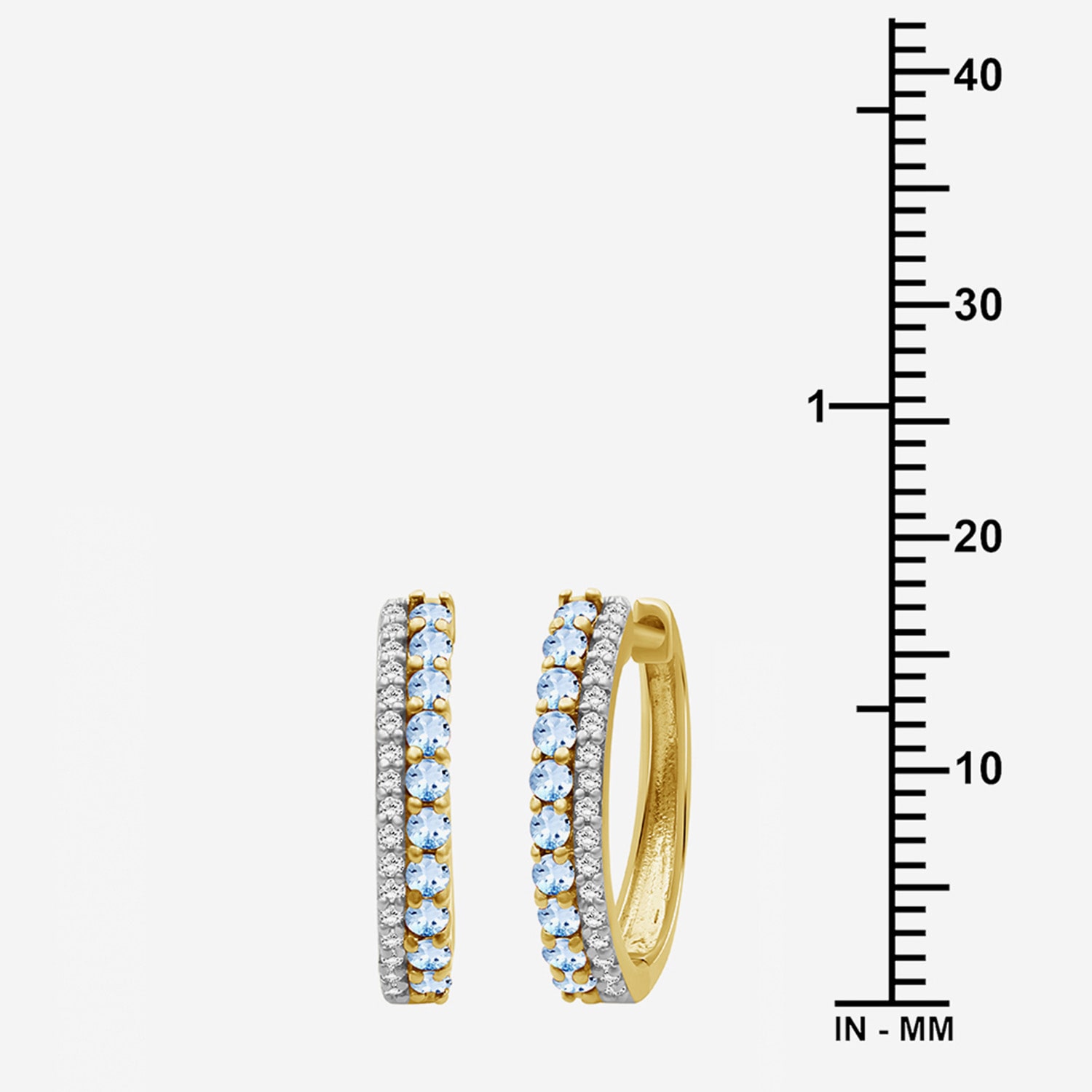 (I-J / I2-I3) Womens 1/10 CT. T.W. Genuine Blue Topaz 10K Gold 15.3mm Round Hypoallergenic Hoop Earrings
