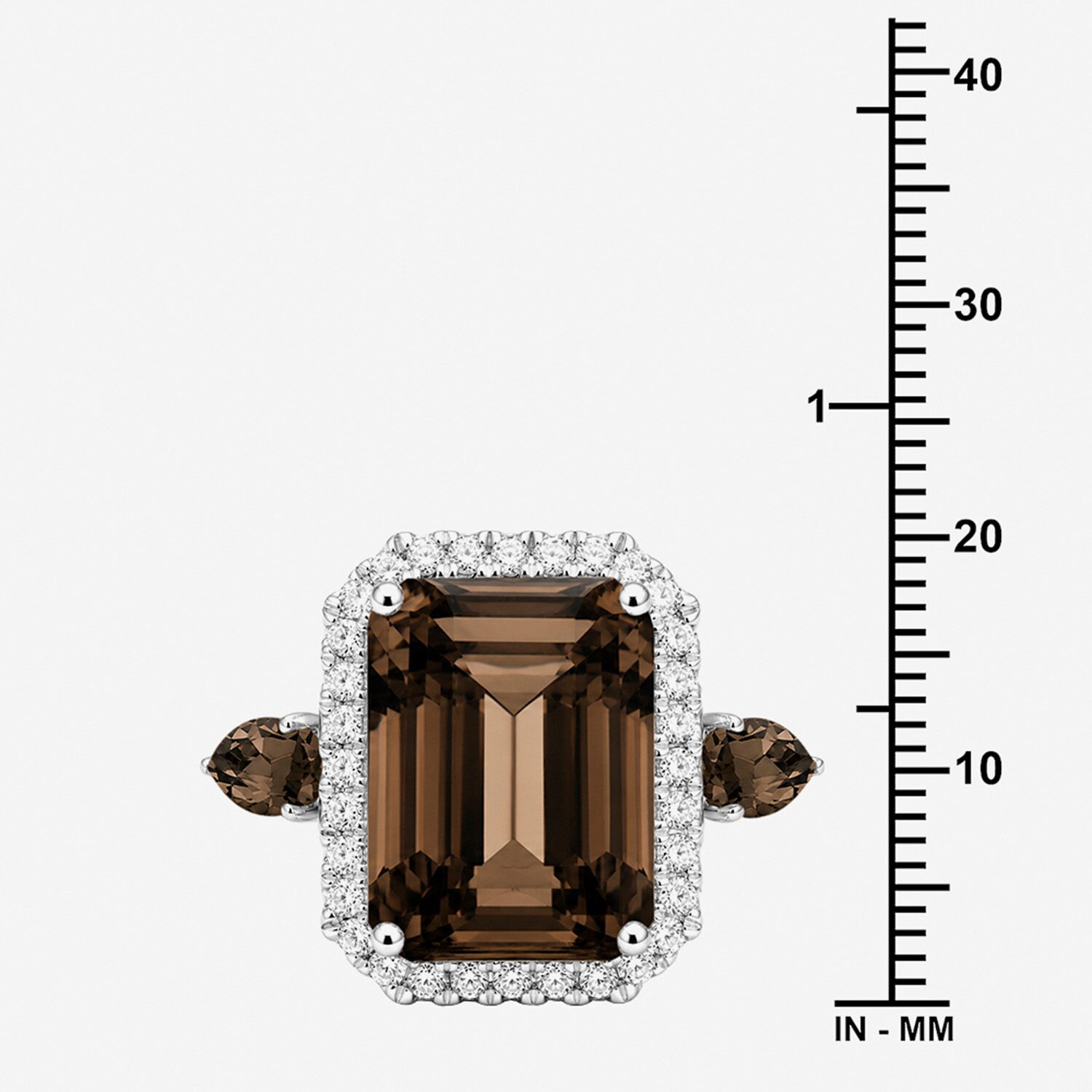 Womens Genuine Brown Quartz Sterling Silver Halo Side Stone Cocktail Ring