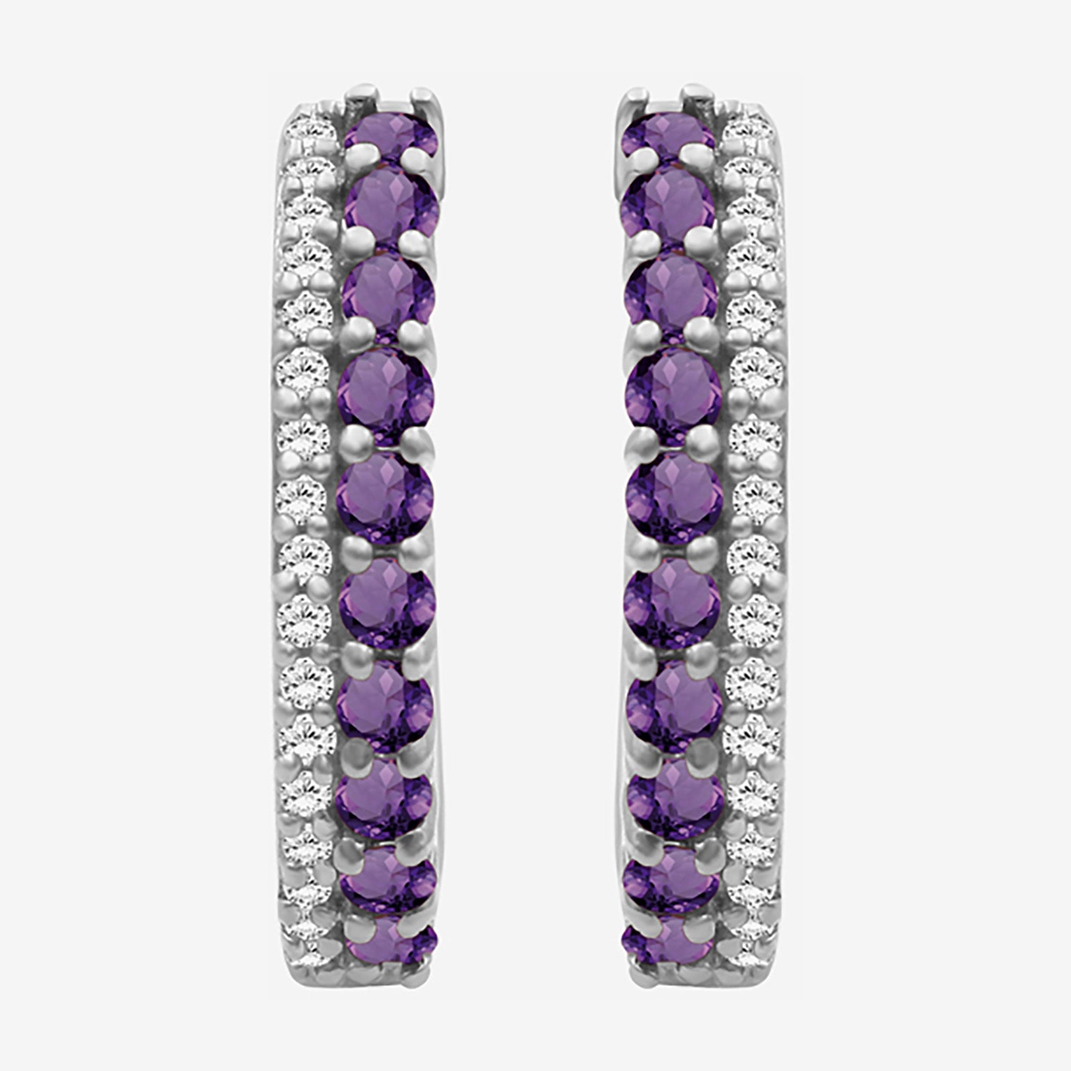 (I-J / I2-I3) Womens 1/10 CT. T.W. Genuine Purple Amethyst 10K Gold 15.3mm Round Hypoallergenic Hoop Earrings