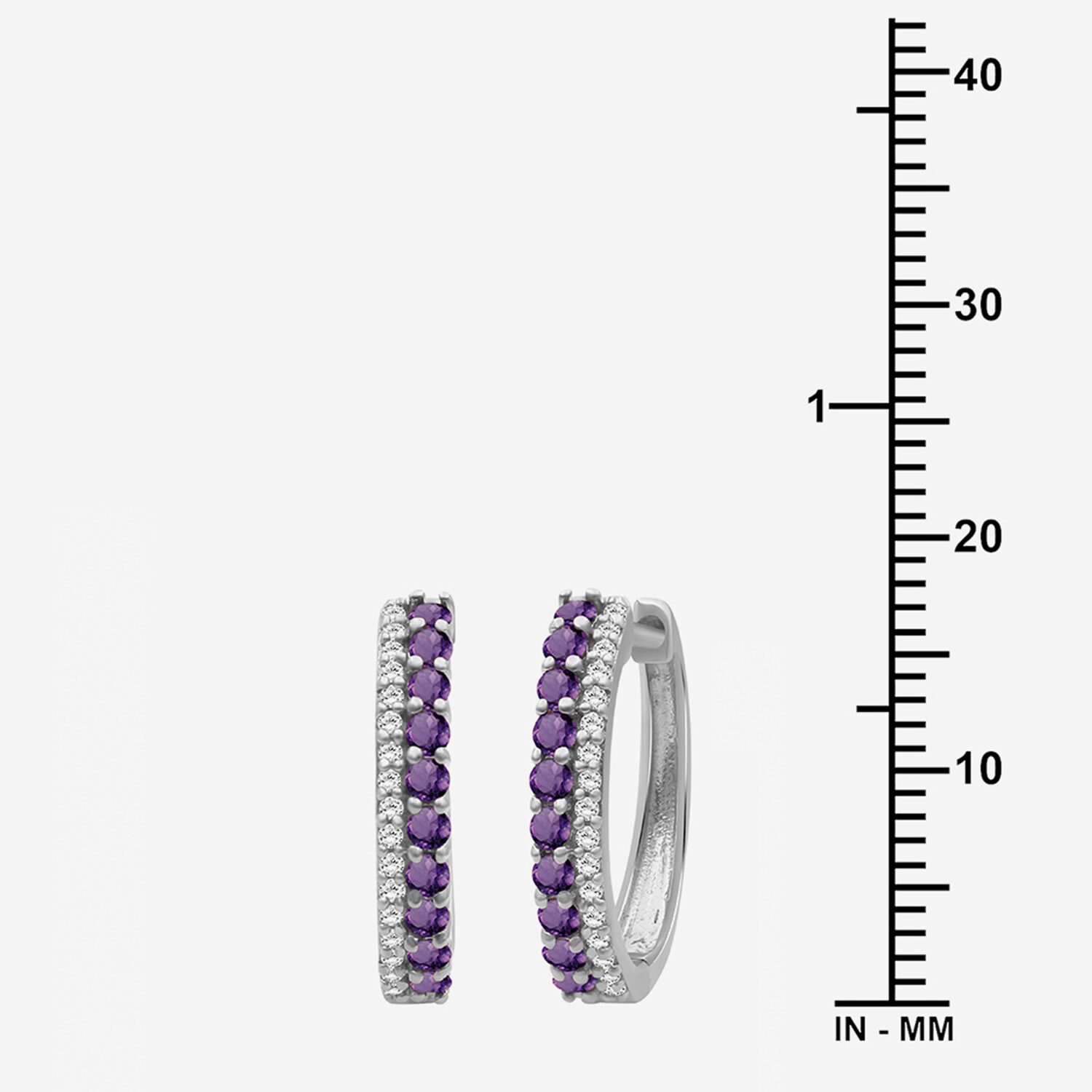 (I-J / I2-I3) Womens 1/10 CT. T.W. Genuine Purple Amethyst 10K Gold 15.3mm Round Hypoallergenic Hoop Earrings