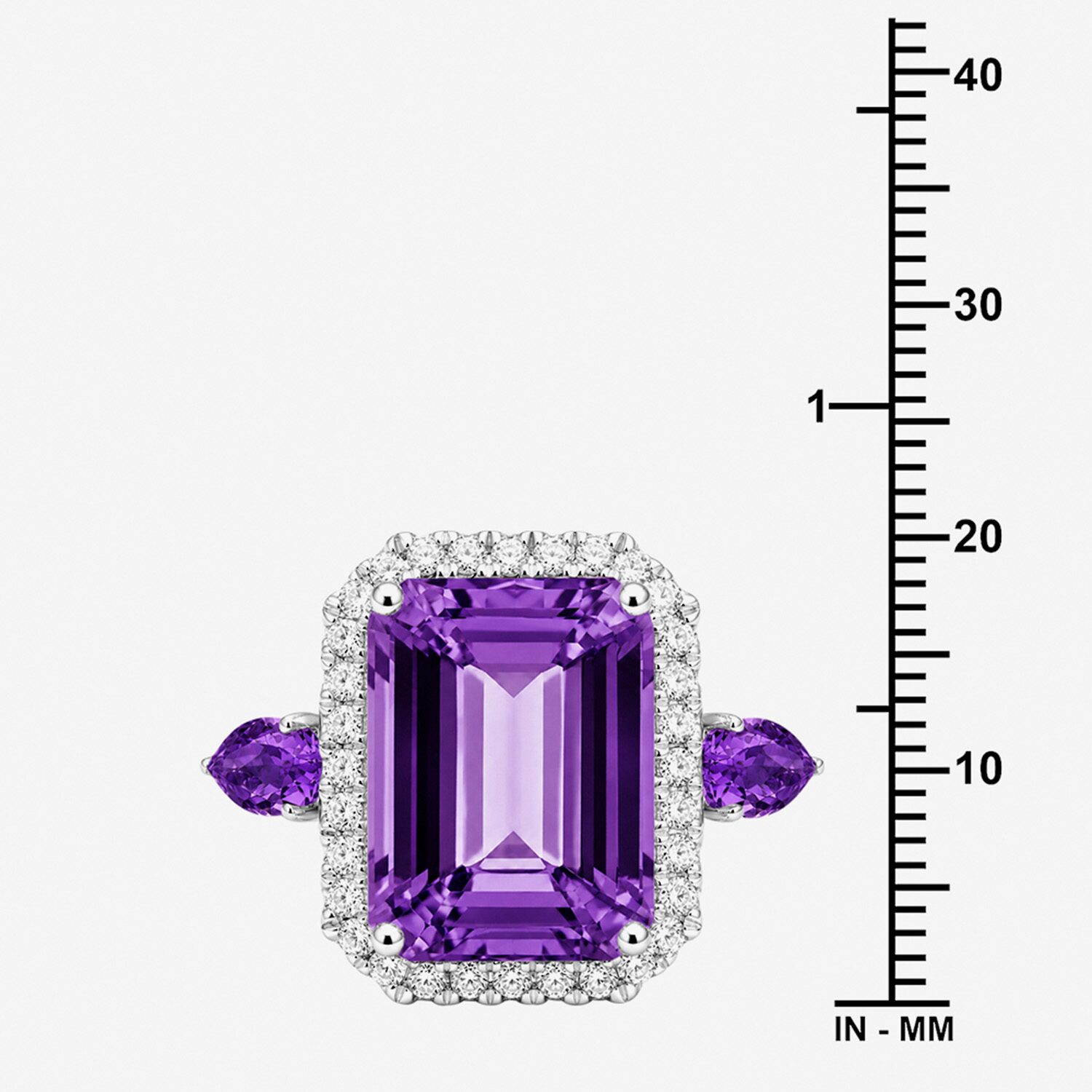 Womens Genuine Gemstone Sterling Silver Halo Side Stone Cocktail Ring