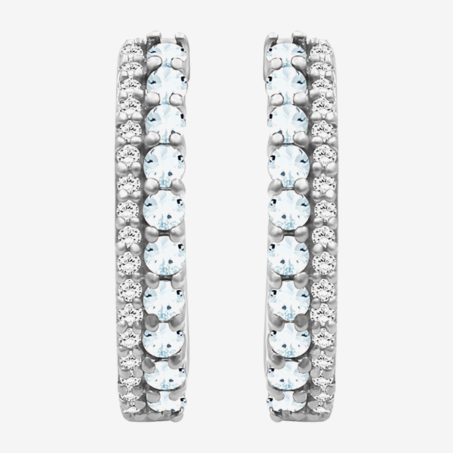 (I-J / I2-I3) Womens 1/10 CT. T.W. Genuine Blue Aquamarine 10K Gold 15.3mm Round Hypoallergenic Hoop Earrings