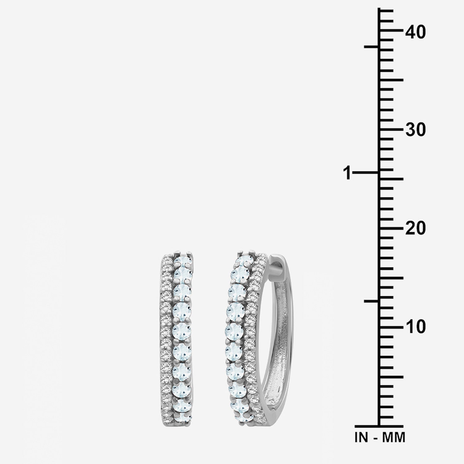 (I-J / I2-I3) Womens 1/10 CT. T.W. Genuine Blue Aquamarine 10K Gold 15.3mm Round Hypoallergenic Hoop Earrings