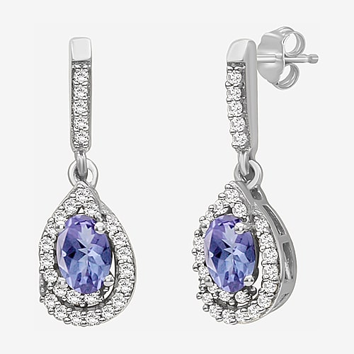Fine Jewelry (i-j / I2-i3) Womens 1/6 Ct. T.w. Genuine Blue Tanzanite 10k Gold Pear Hypoallergenic Drop Earrings