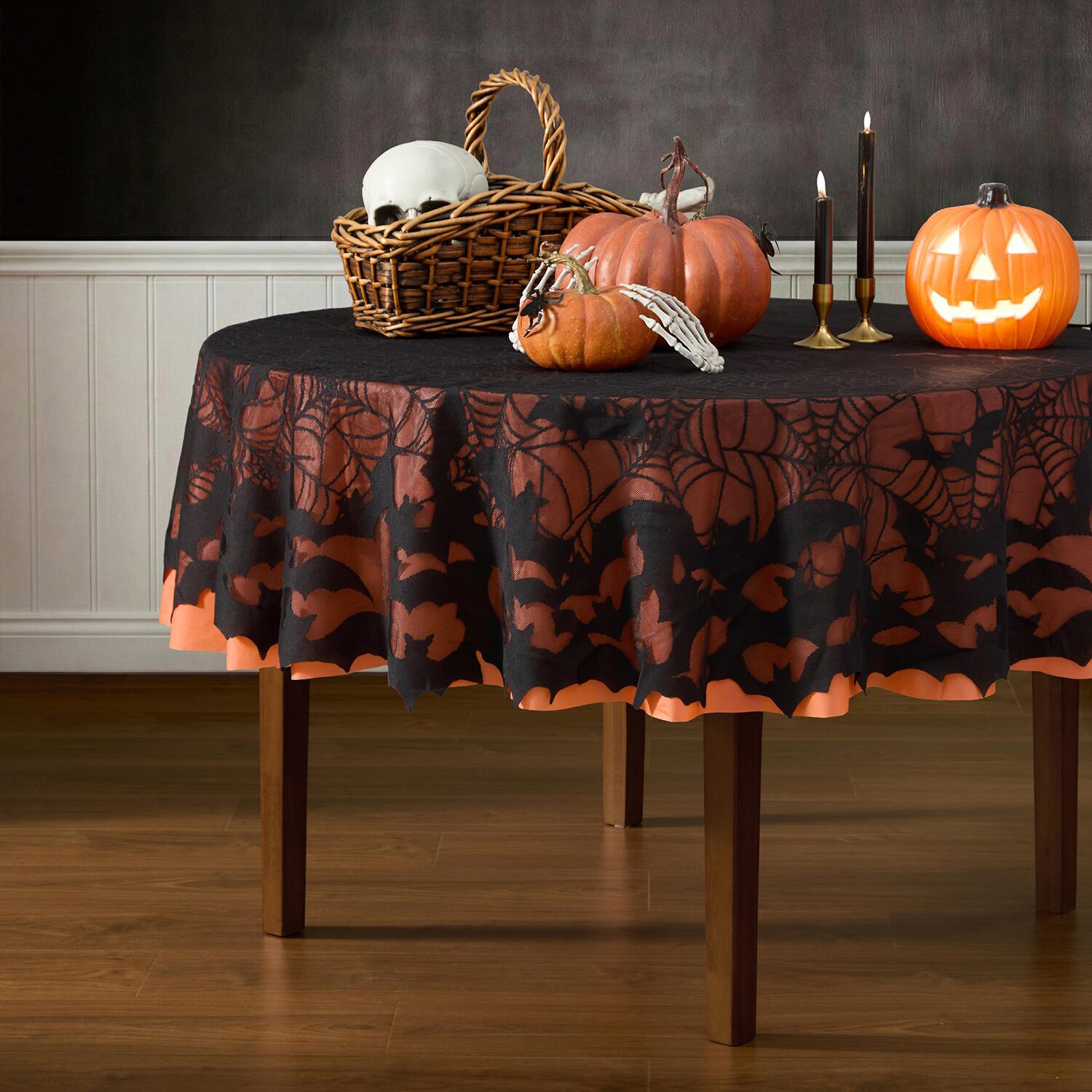 Elrene Home Fashions Bats & Web Lace Tablecloth