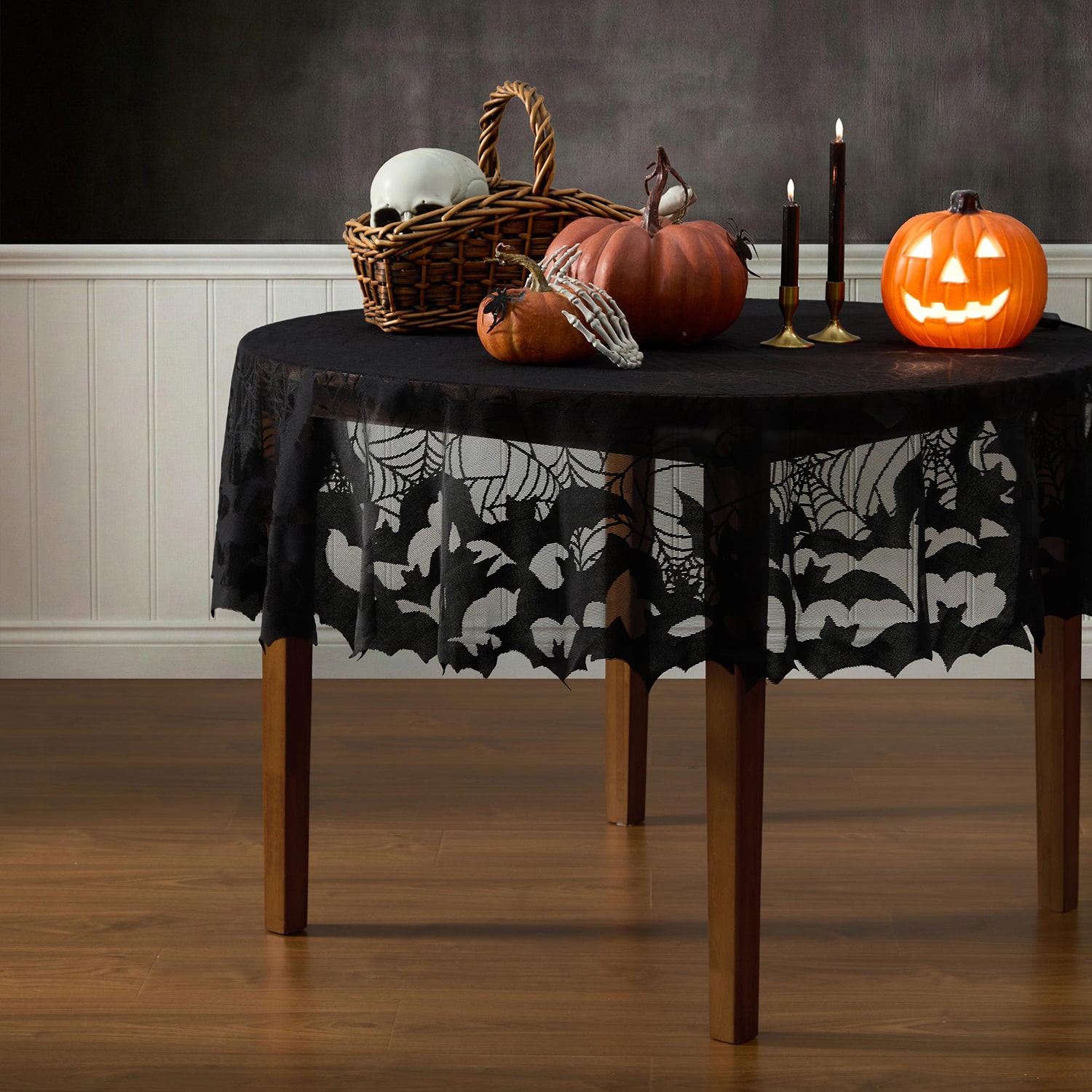 Elrene Home Fashions Bats & Web Lace Tablecloth