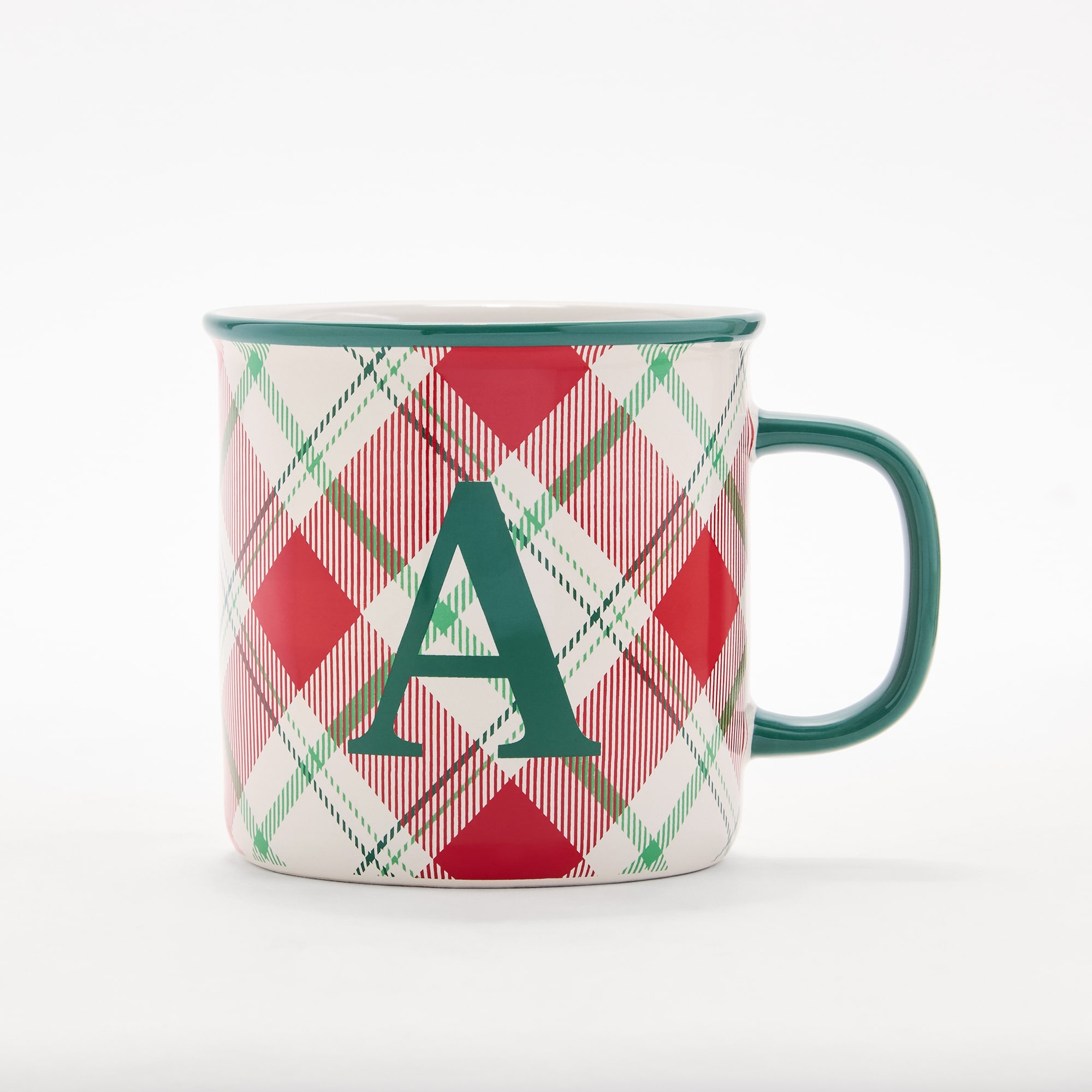 North Pole Trading Co. Plaid Monogram Holiday Coffee Mug