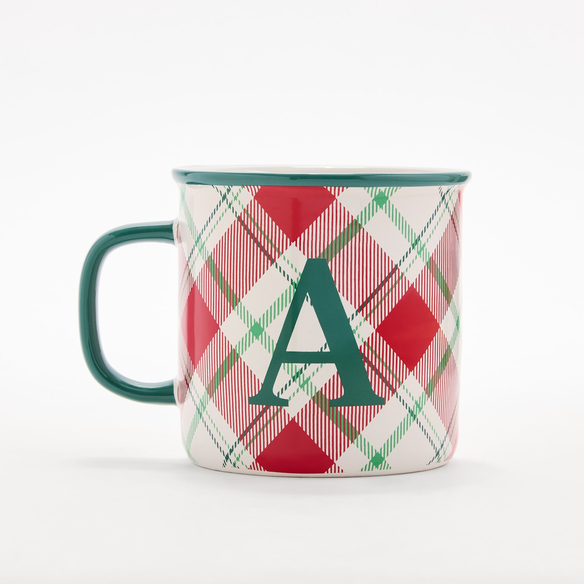 North Pole Trading Co. Plaid Monogram Holiday Coffee Mug