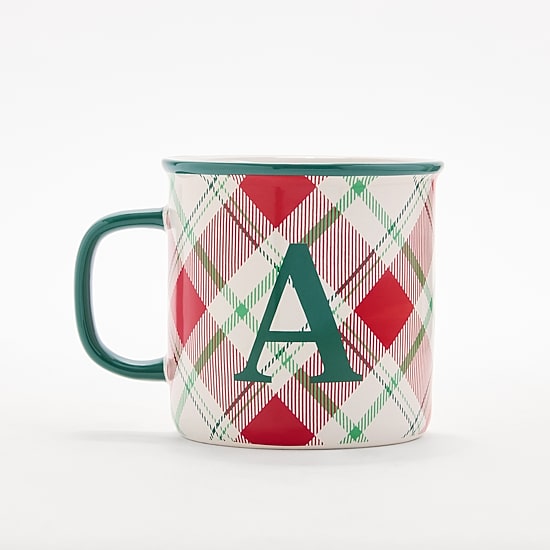 North Pole Trading Co. Plaid Monogram Holiday Coffee Mug