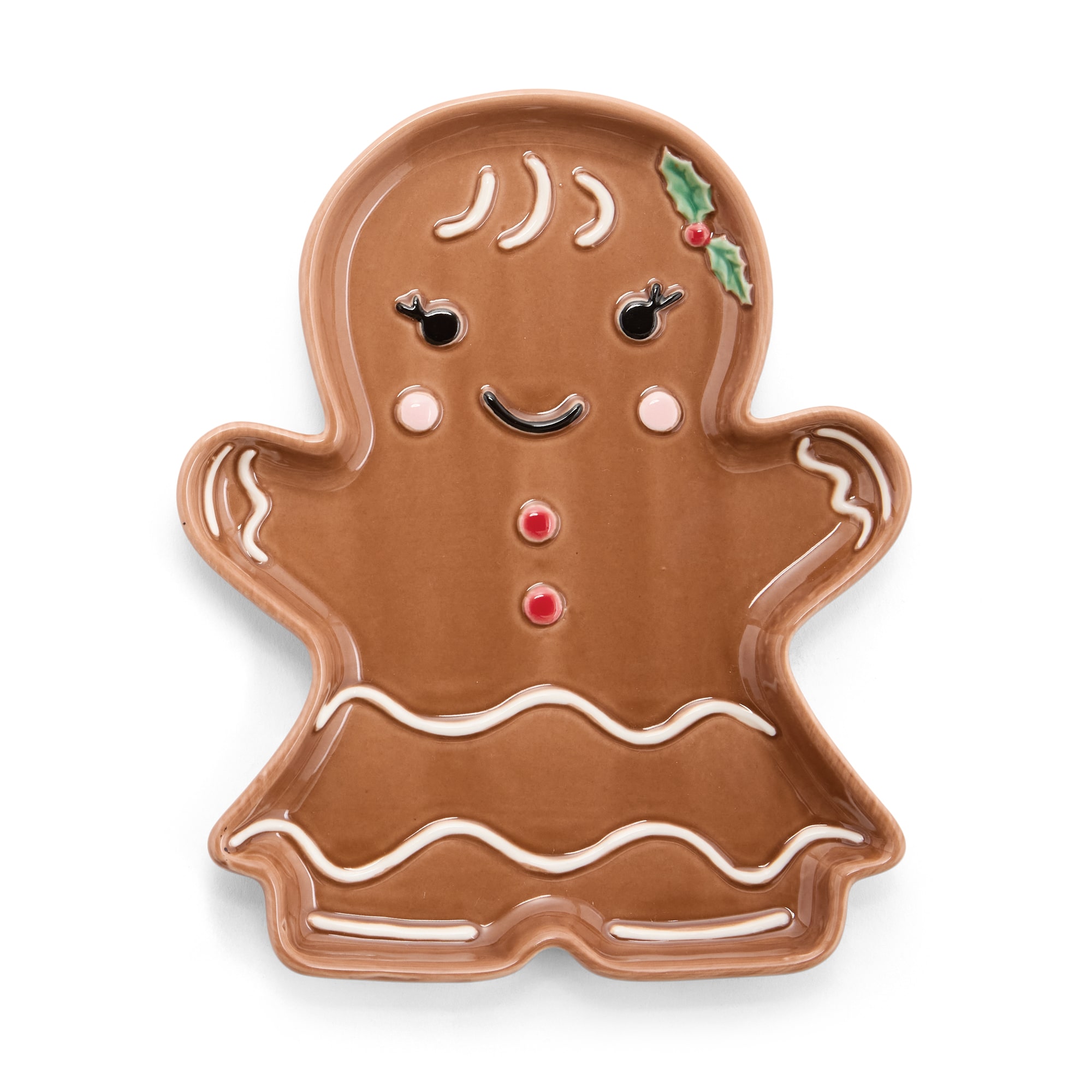 North Pole Trading Co. Girl Gingerbread Holiday Snack Plate