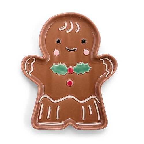 North Pole Trading Co . Boy Gingerbread Holiday Snack Plate In Brown