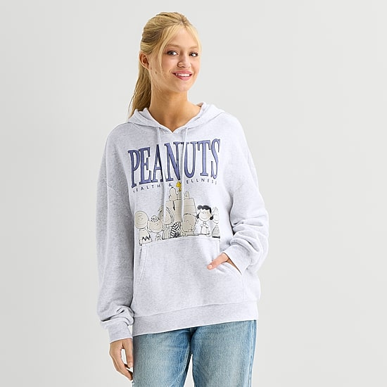 Peanuts Womens Juniors Long Sleeve Snoopy Hoodie