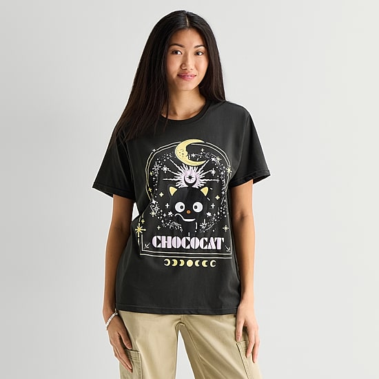 Grayson Threads, The Label Chococat Boyfriend Tee Womens Juniors Crew Neck Short Sleeve Relaxed Fit Graphic T-Shirt