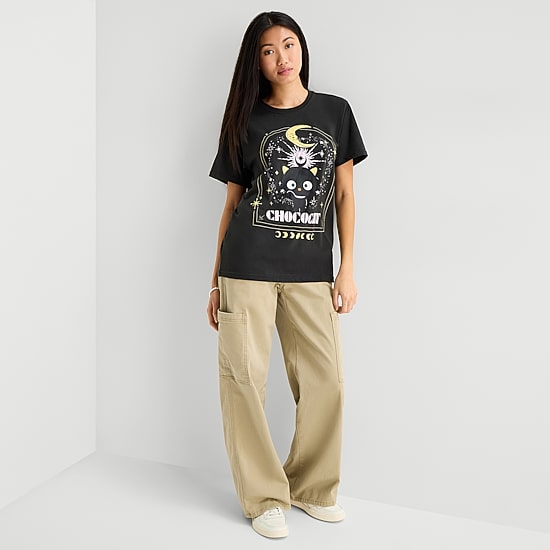 Grayson Threads, The Label Chococat Boyfriend Tee Womens Juniors Crew Neck Short Sleeve Relaxed Fit Graphic T-Shirt