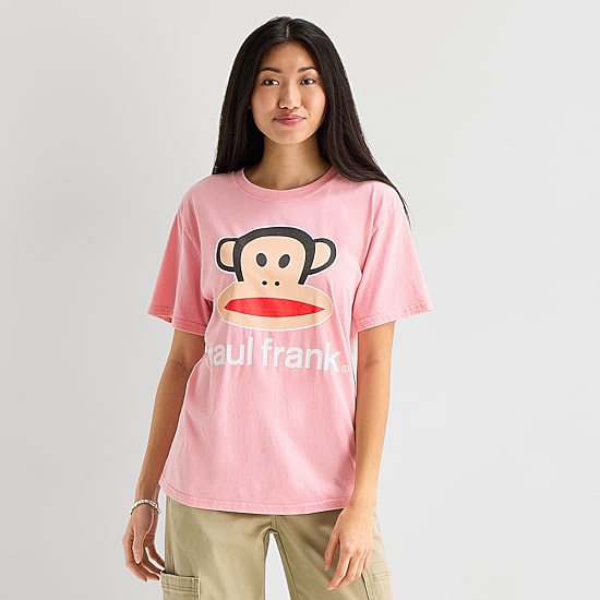 Paul Frank Boyfriend Womens Juniors Crew Neck Short Sleeve Loose Fit Graphic T-Shirt