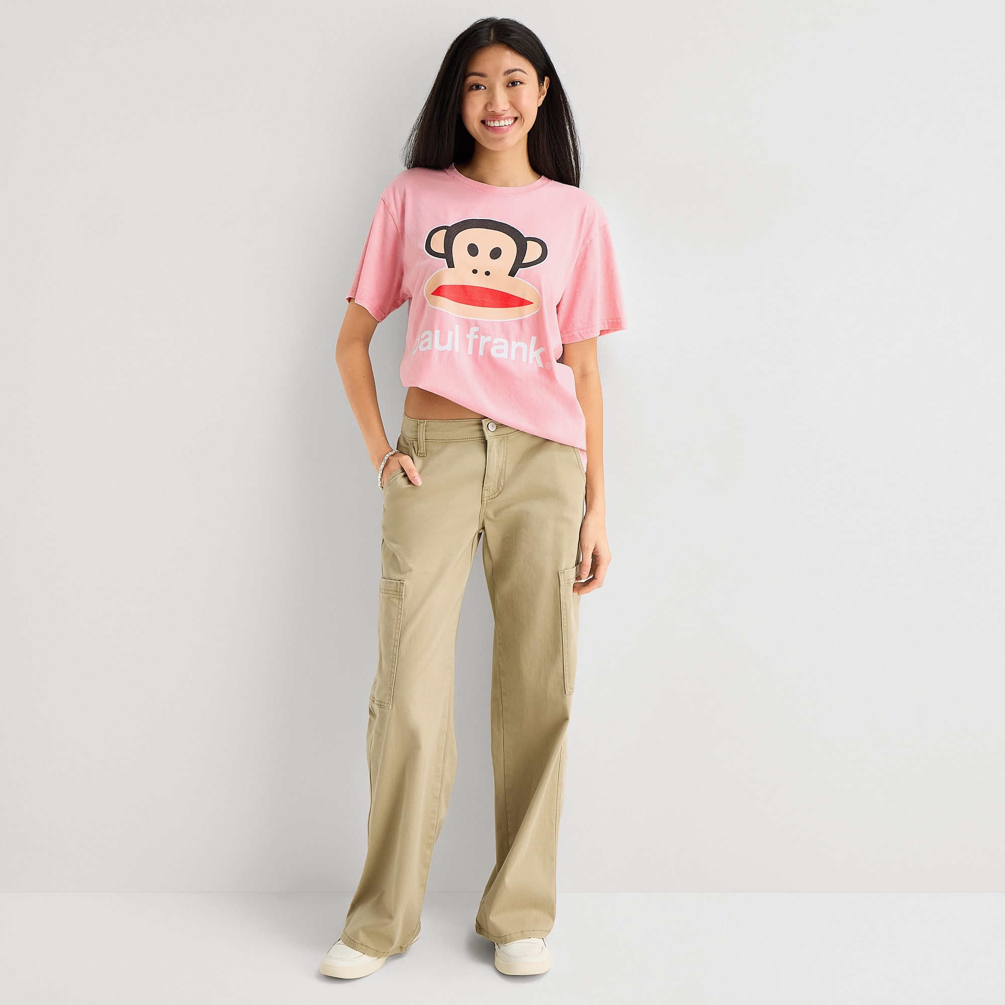 Paul Frank Boyfriend Tee Womens Juniors Crew Neck Short Sleeve Loose Fit Graphic T-Shirt