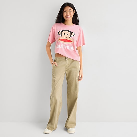 Paul Frank Boyfriend Womens Juniors Crew Neck Short Sleeve Loose Fit Graphic T-Shirt