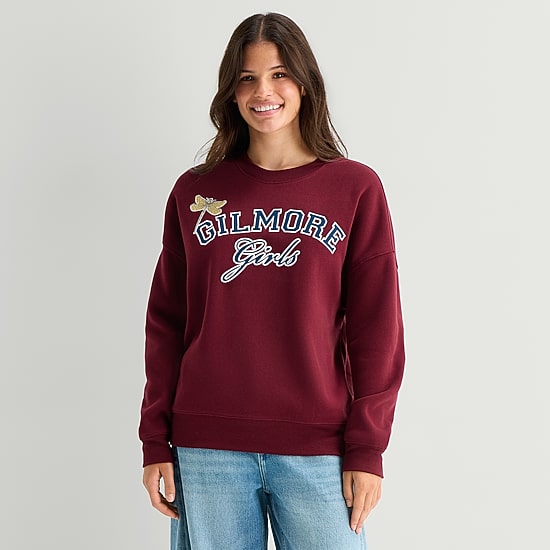 Gilmore Girls Crew Fleece Womens Juniors Crew Neck Long Sleeve Sweatshirt