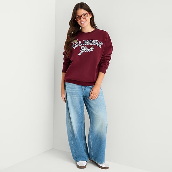 Gilmore Girls Crew Fleece Womens Juniors Crew Neck Long Sleeve Sweatshirt